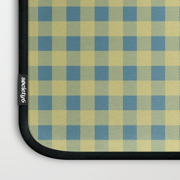 Gingham Check Pattern in Butter Yellow and Air Force Blue Laptop Sleeve Gallery Image 3