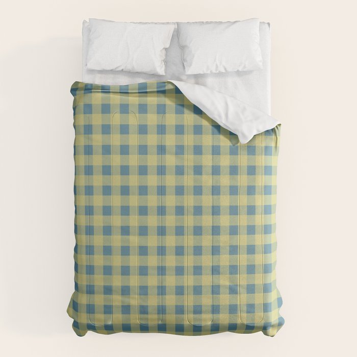 Gingham Check Pattern in Butter Yellow and Air Force Blue Comforter Gallery Image 6