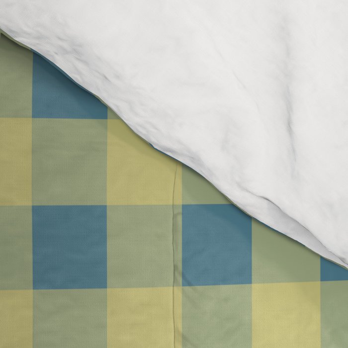 Gingham Check Pattern in Butter Yellow and Air Force Blue Comforter Gallery Image 4