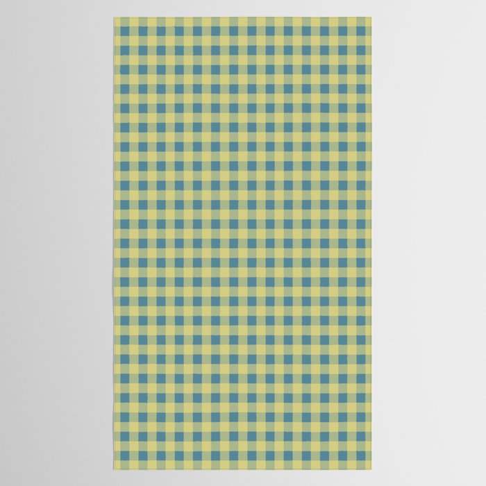 Gingham Check Pattern in Butter Yellow and Air Force Blue Tablecloth Gallery Image 2