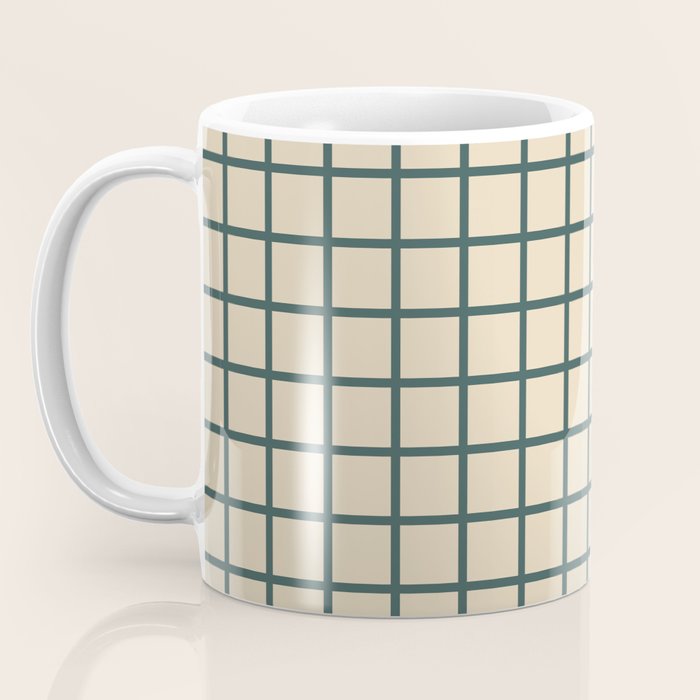 Green On Cream Grid Coffee Mug Gallery Image 3