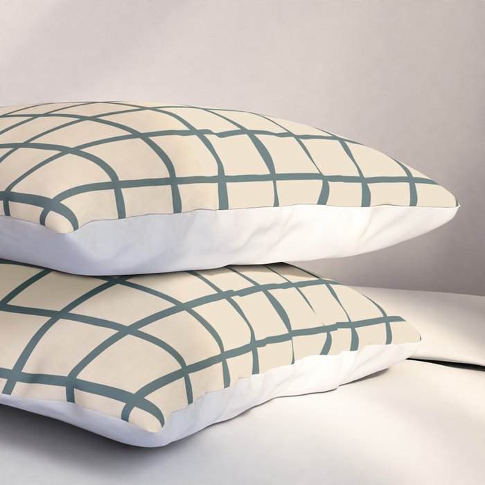 Green On Cream Grid Pillow Sham Gallery Image 3