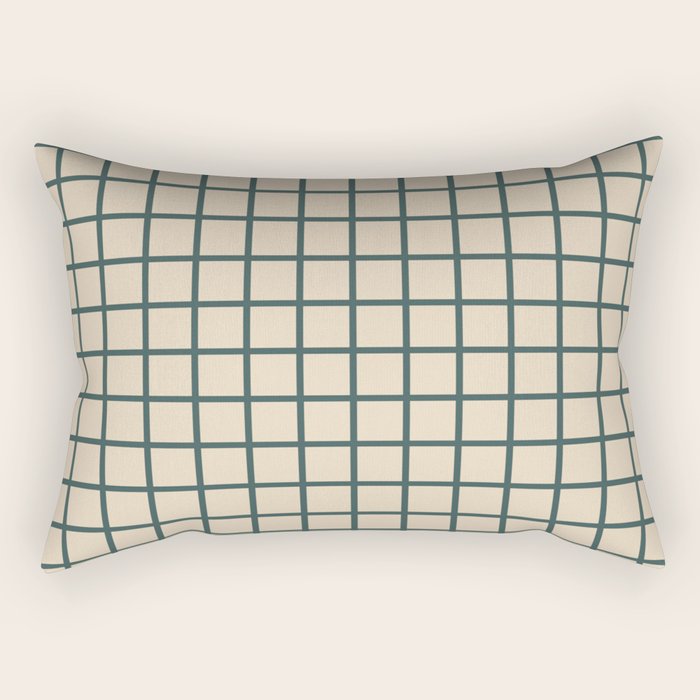Green On Cream Grid Rectangular Pillow Gallery Image 1