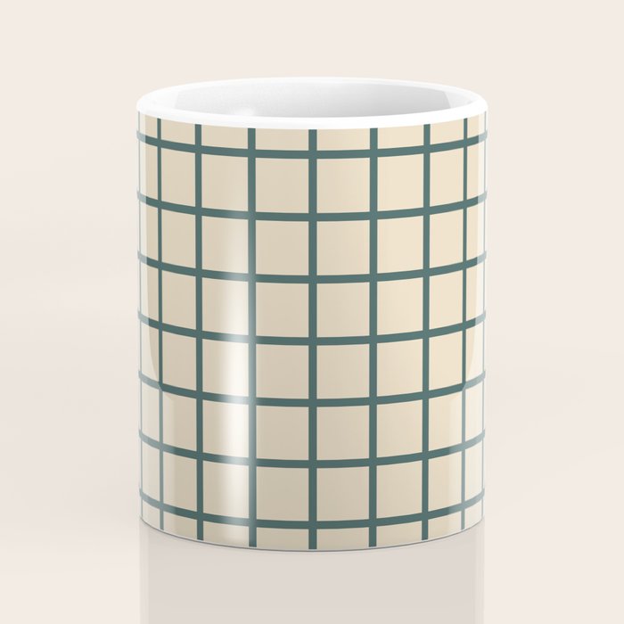 Green On Cream Grid Coffee Mug Gallery Image 4