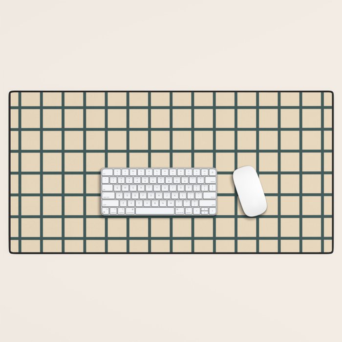 Green On Cream Grid Desk Mat Gallery Image 1