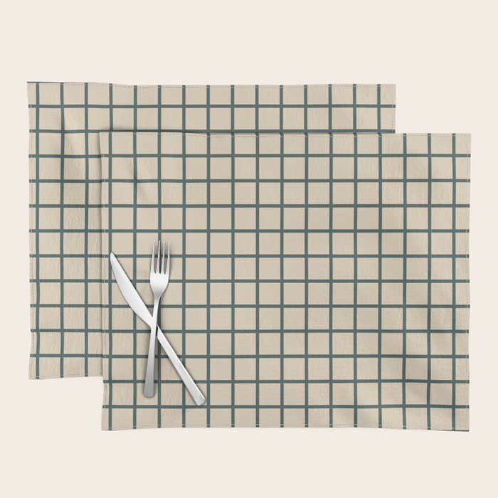 Green On Cream Grid Placemat Gallery Image 1