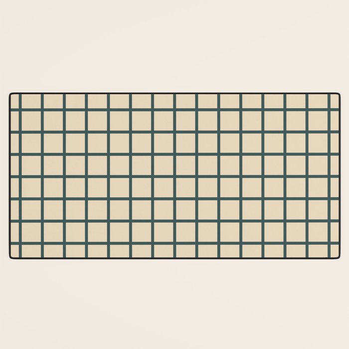 Green On Cream Grid Desk Mat Gallery Image 3