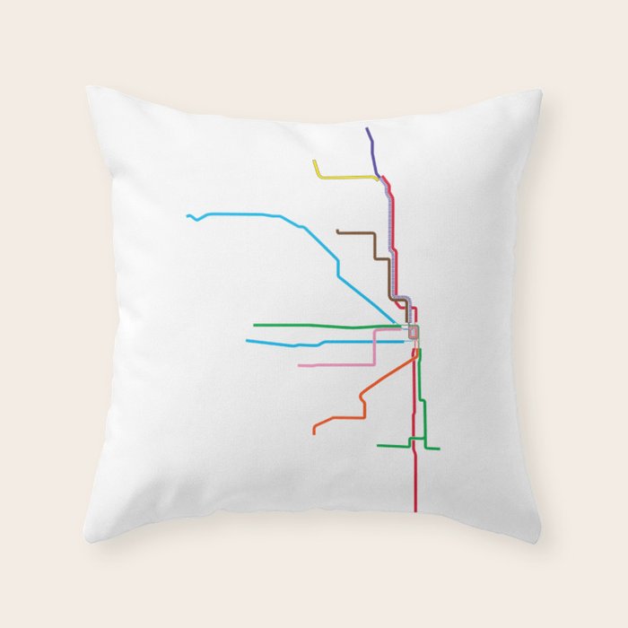 Chicago CTA Map, Chicago Train Map Art, Chicago L Train Map, Chicago Art, Chicago Wall Art, Map Art Throw Pillow Gallery Image 6