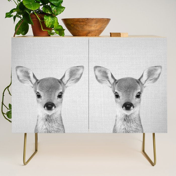 Baby Deer - Black & White Credenza Gallery Image 1