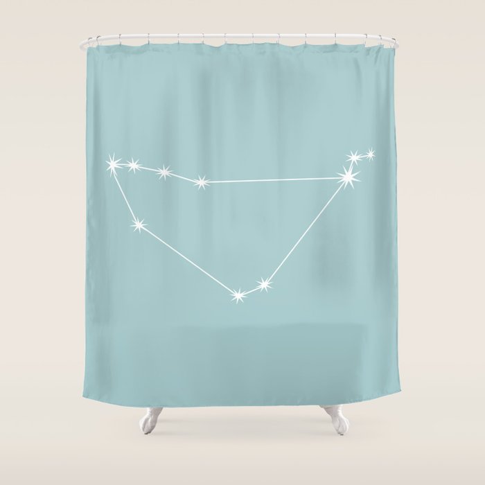 Capricorn Zodiac Star Constellation Line Art Pastel Teal Shower Curtain Gallery Image 1