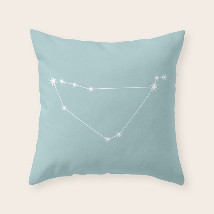 Capricorn Zodiac Star Constellation Line Art Pastel Teal Throw Pillow Gallery Image 6
