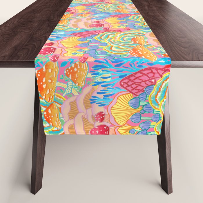Fungi World (Mushroom world) -PINK Table Runner Gallery Image 1