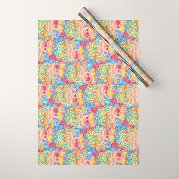 Fungi World (Mushroom world) -PINK Wrapping Paper Gallery Image 1