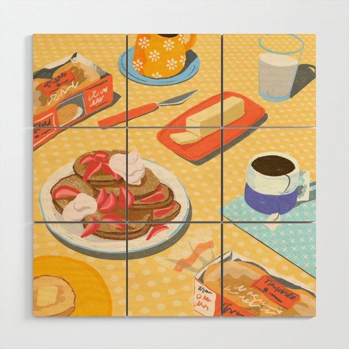 English Muffins for Breakfast Still LIfe Wood Wall Art Gallery Image 1