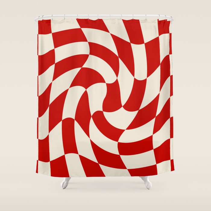 Control - Wavy Checkerboard Shower Curtain Gallery Image 1