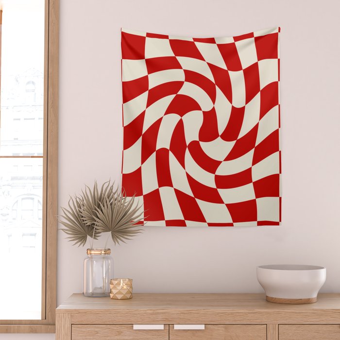 Control - Wavy Checkerboard Wall Tapestry Gallery Image 2