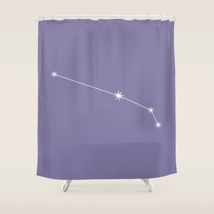 Aries Zodiac Star Constellation Line Art Lavender Purple Shower Curtain Gallery Image 1