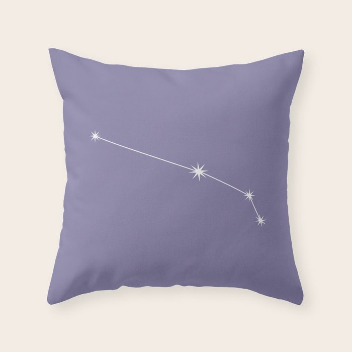 Aries Zodiac Star Constellation Line Art Lavender Purple Throw Pillow Gallery Image 1