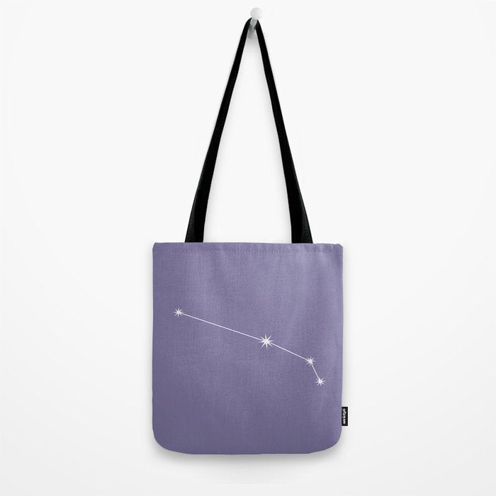 Aries Zodiac Star Constellation Line Art Lavender Purple Tote Bag Gallery Image 2