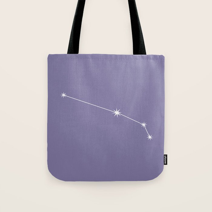 Aries Zodiac Star Constellation Line Art Lavender Purple Tote Bag Gallery Image 1