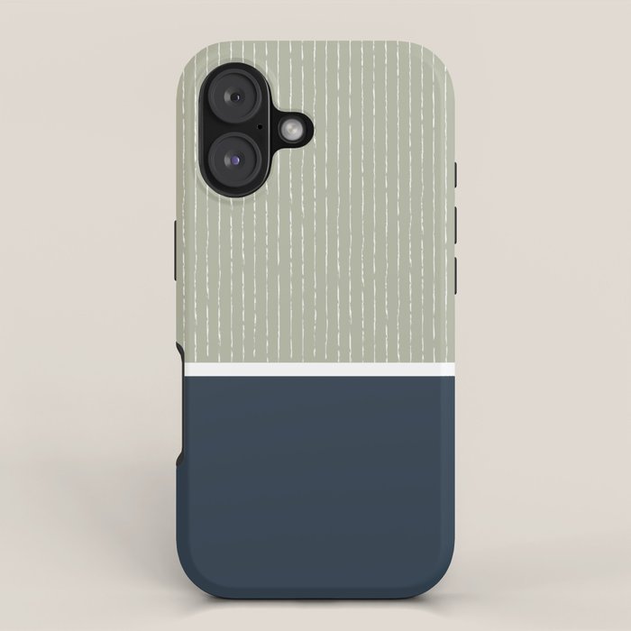 Linen Sage & Navy iPhone Case Gallery Image 1