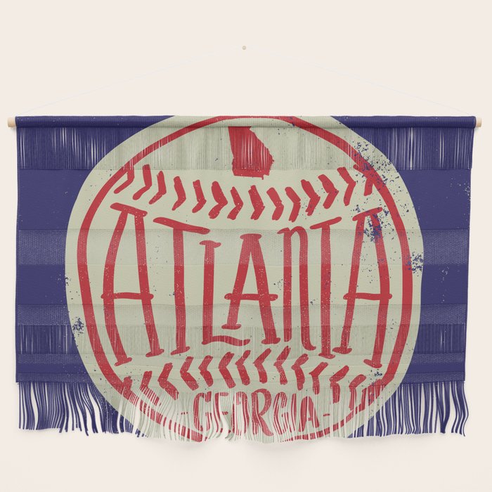 Atlanta Georgia Baseball - Hand Drawn, Script Typography Wall Hanging Gallery Image 1