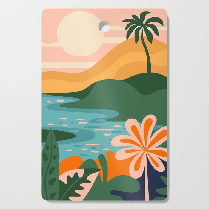 Tropical summer beach nature landscape art Cutting Board Gallery Image 1