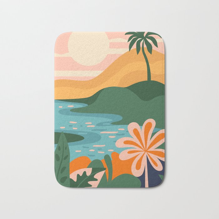 Tropical summer beach nature landscape art Bath Mat Gallery Image 1