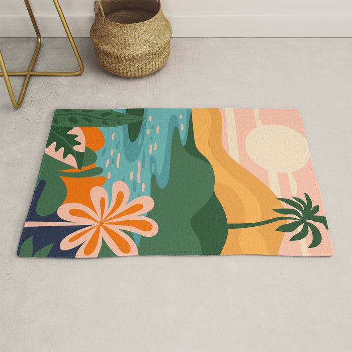 Tropical summer beach nature landscape art Rug Gallery Image 1