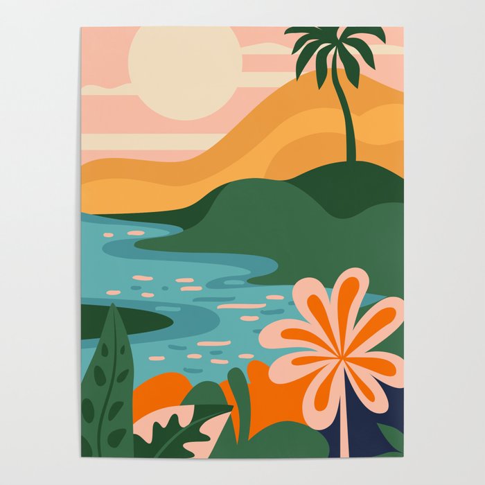 Tropical summer beach nature landscape art Poster Gallery Image 4