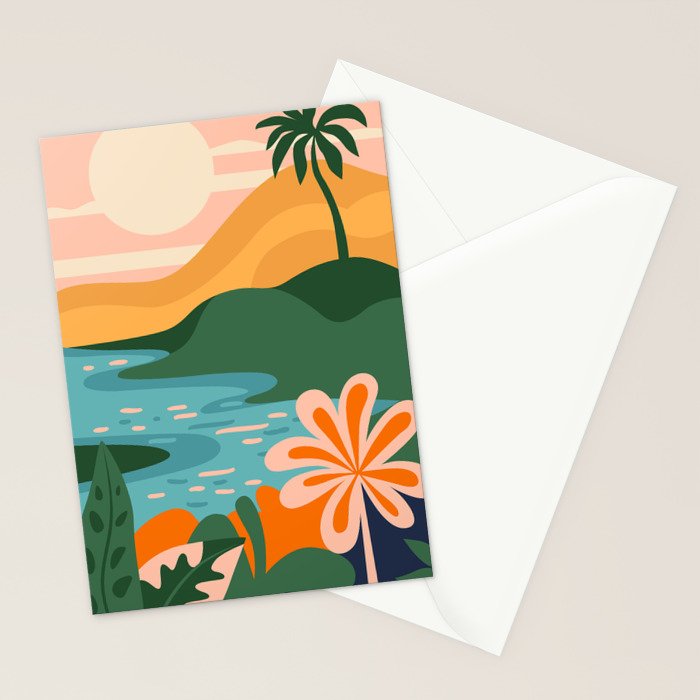 Tropical summer beach nature landscape art Stationery Card Gallery Image 2