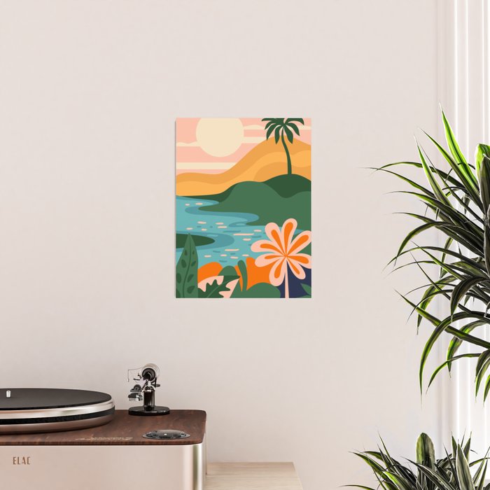 Tropical summer beach nature landscape art Poster Gallery Image 2