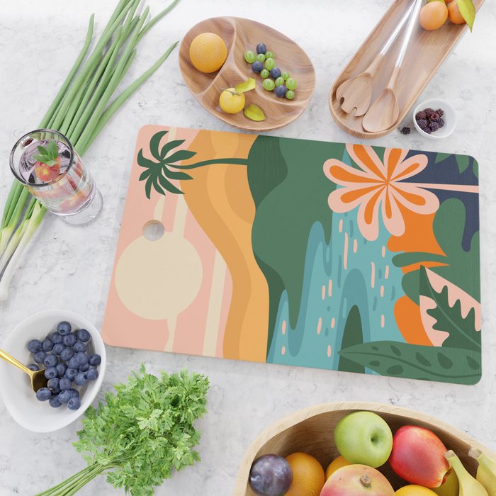 Tropical summer beach nature landscape art Cutting Board Gallery Image 2