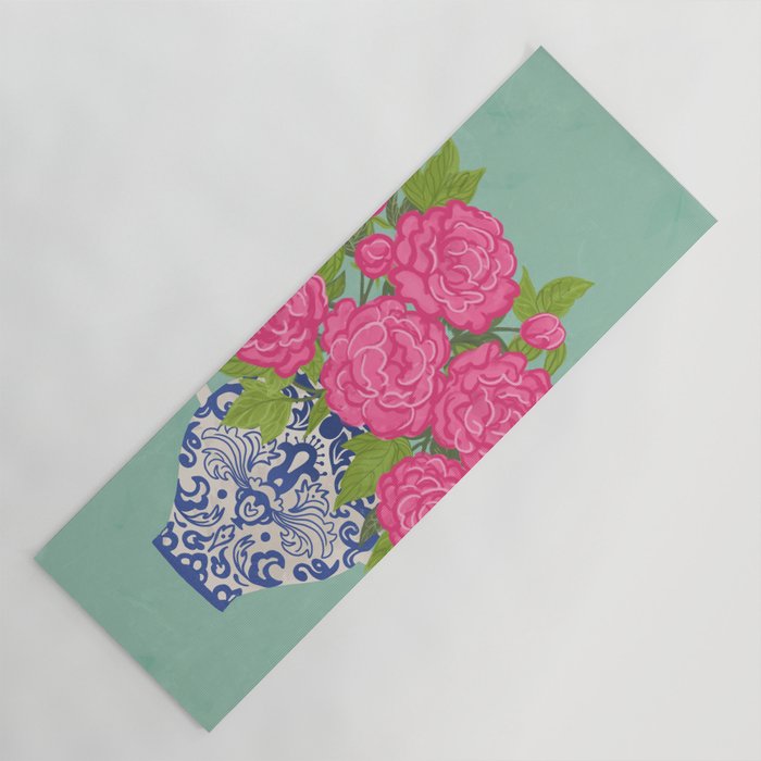 Pink Peonies in Ginger Jar Vase Yoga Mat Gallery Image 1