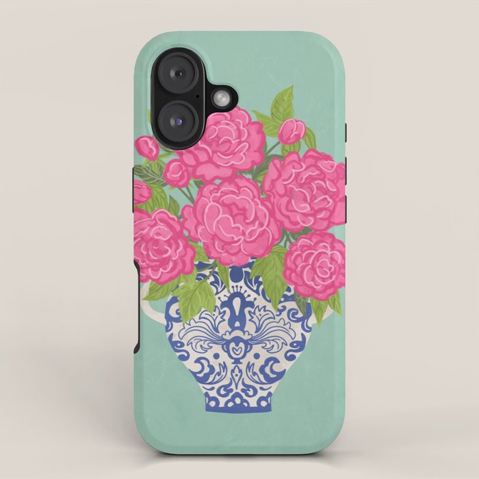 Pink Peonies in Ginger Jar Vase iPhone Case Gallery Image 1