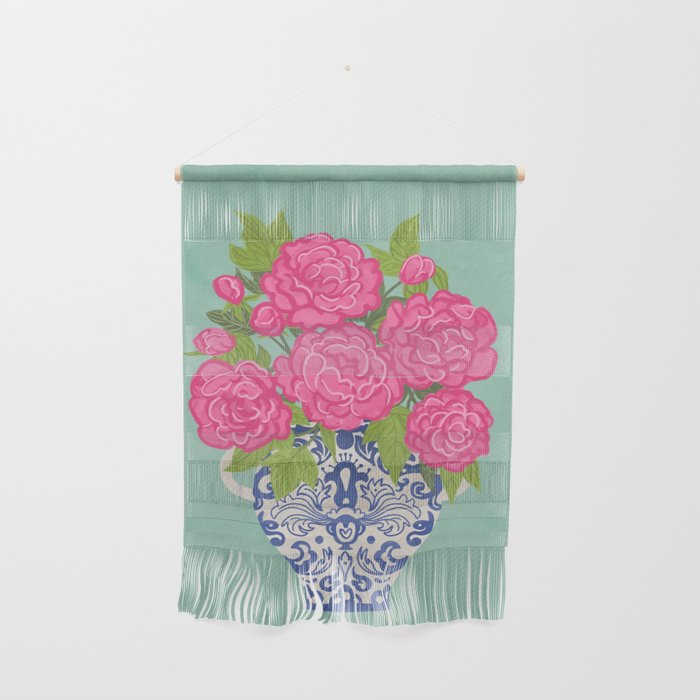 Pink Peonies in Ginger Jar Vase Wall Hanging Gallery Image 1