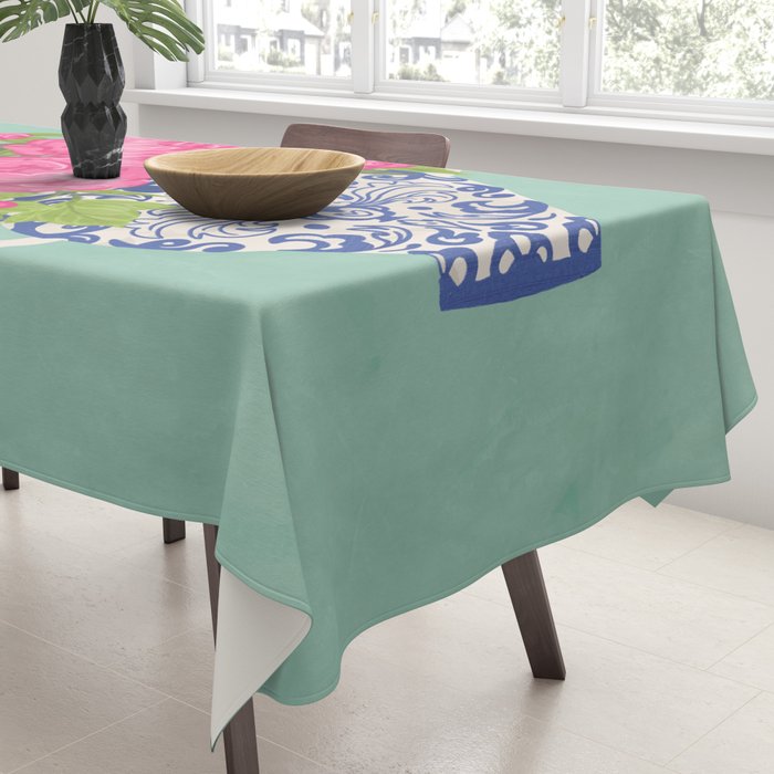 Pink Peonies in Ginger Jar Vase Tablecloth Gallery Image 3