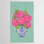 Pink Peonies in Ginger Jar Vase Tablecloth Gallery Image 2