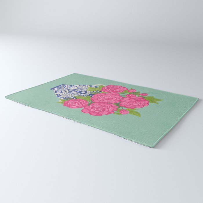 Pink Peonies in Ginger Jar Vase Rug Gallery Image 3