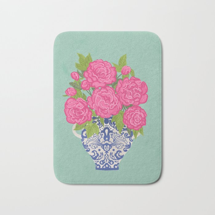 Pink Peonies in Ginger Jar Vase Bath Mat Gallery Image 1