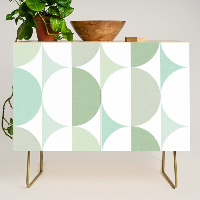 Mid-Mod geometric Sun and Moon tile - Sage Green Credenza Gallery Image 1