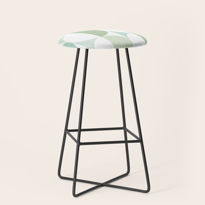 Mid-Mod geometric Sun and Moon tile - Sage Green Stool Gallery Image 1