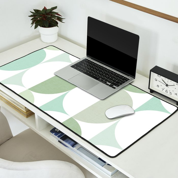 Mid-Mod geometric Sun and Moon tile - Sage Green Desk Mat Gallery Image 2
