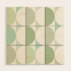 Mid-Mod geometric Sun and Moon tile - Sage Green Wood Wall Art Gallery Image 1