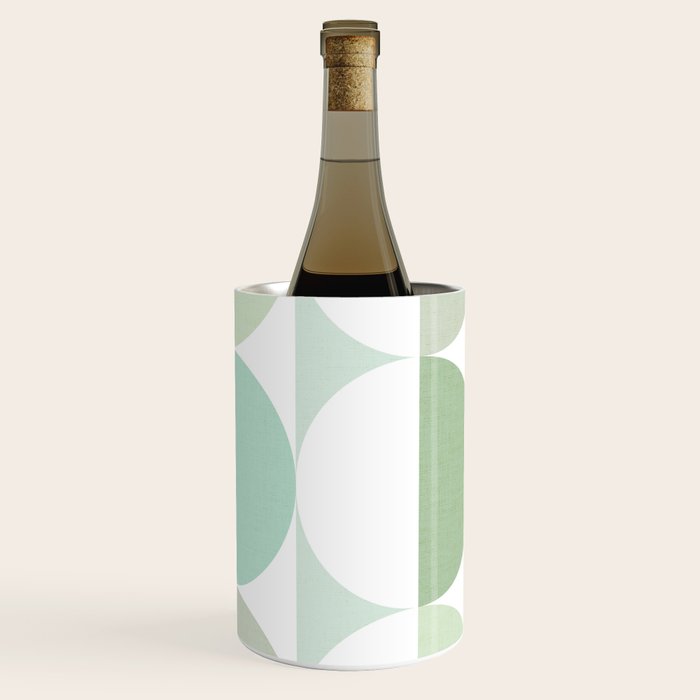 Mid-Mod geometric Sun and Moon tile - Sage Green Wine Chiller Gallery Image 2