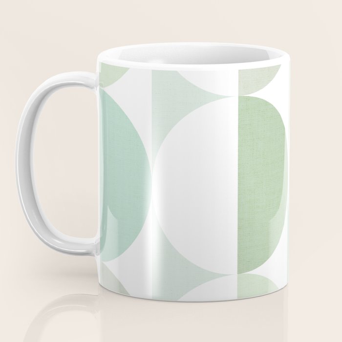 Mid-Mod geometric Sun and Moon tile - Sage Green Coffee Mug Gallery Image 3