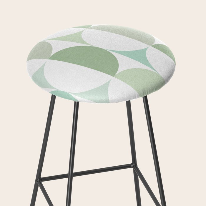 Mid-Mod geometric Sun and Moon tile - Sage Green Stool Gallery Image 2