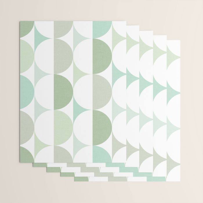 Mid-Mod geometric Sun and Moon tile - Sage Green Wrapping Paper Gallery Image 3