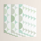 Mid-Mod geometric Sun and Moon tile - Sage Green Wrapping Paper Gallery Image 3