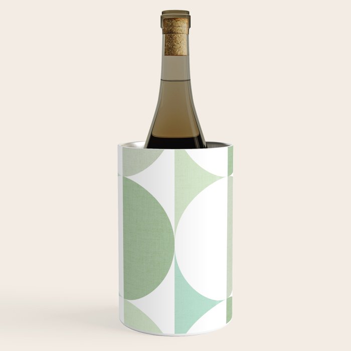Mid-Mod geometric Sun and Moon tile - Sage Green Wine Chiller Gallery Image 1